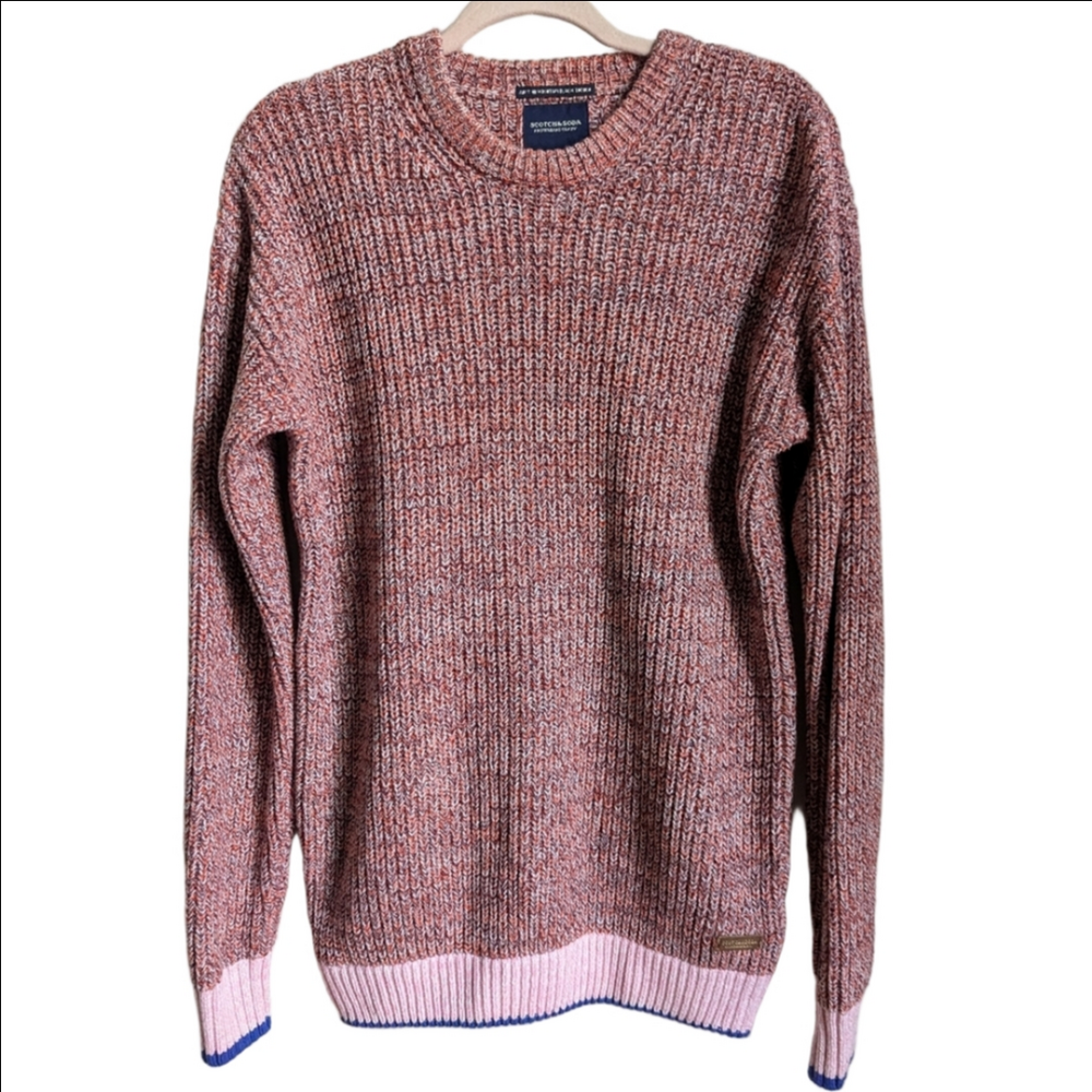 SCOTCH & SODA Red Cotton Preppy Casual Crewneck Knit Sweater Size Medium